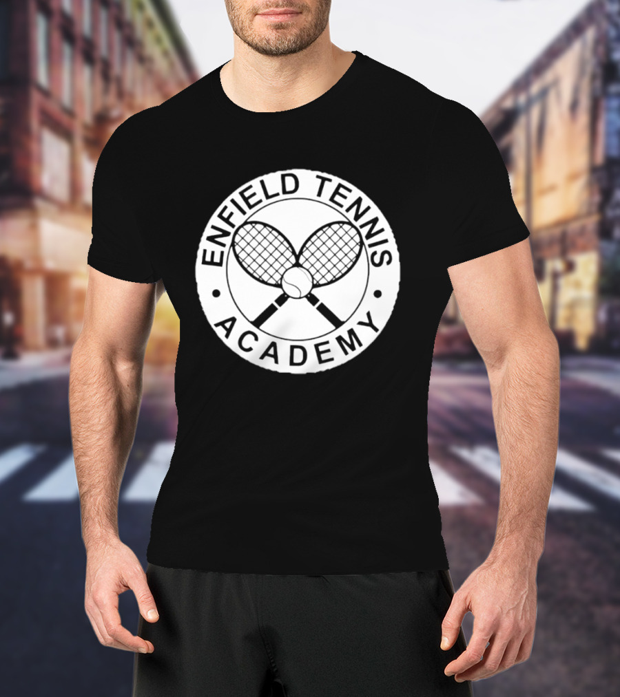 Enfield Tennis Academy Sports Club Circle Badge With Crossed Racquets T-Shirt