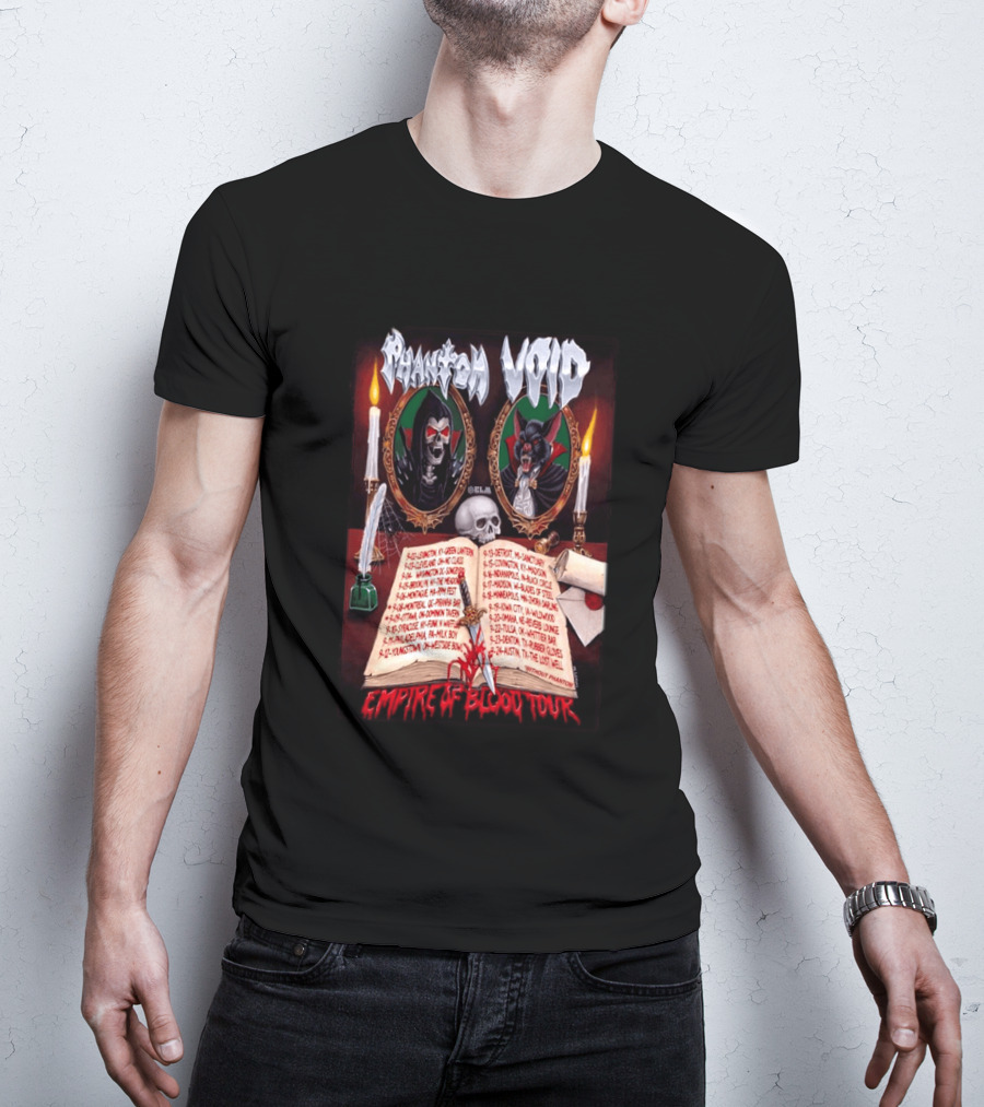Phantom VOID 2026 Empire Of Blood Tour Dates And Locations Featuring Vampire Imagery And Candles T-Shirt