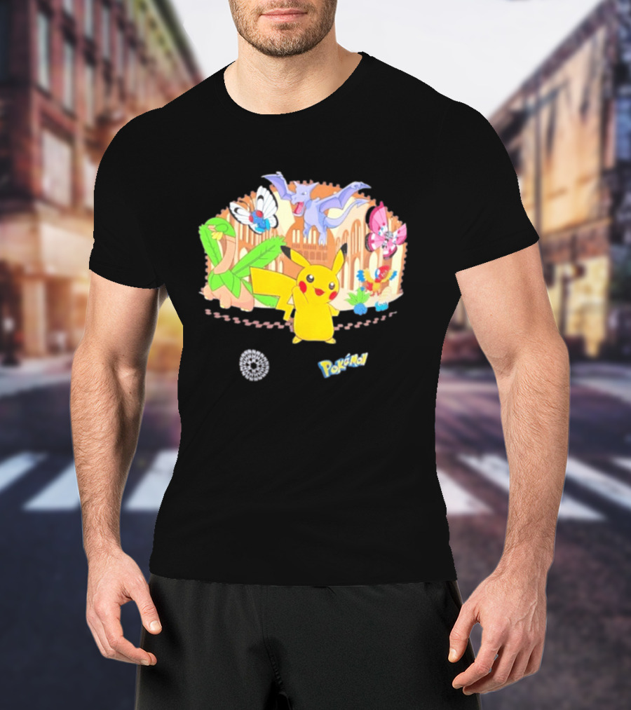 Pokecology Pikachu Aerodactyl Butterfree Vivillon Lileep Natural History Museum Collaboration T-Shirt