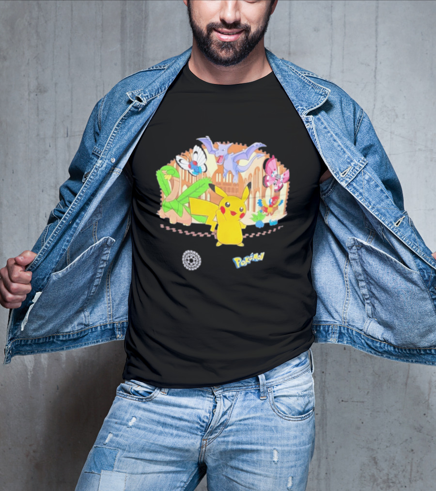 Pokecology Pikachu Aerodactyl Butterfree Vivillon Lileep Natural History Museum Collaboration T-Shirt