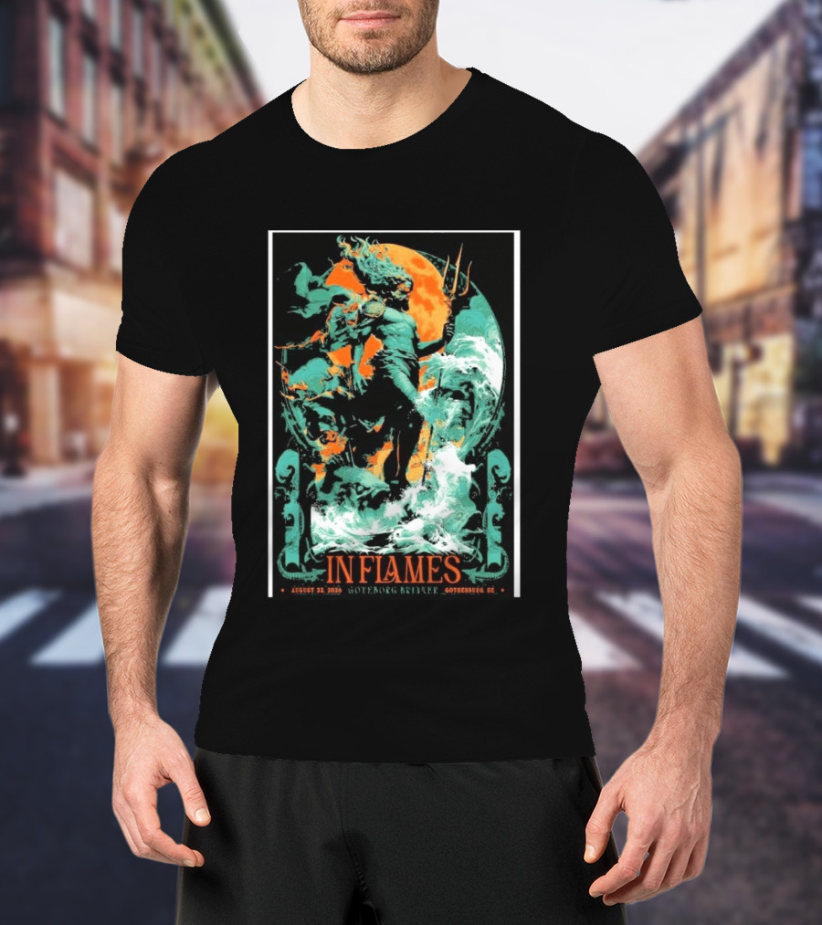 In Flames Göteborg Brinner August 22 2026 Poseidon Trident Concert Event Gothenburg SE T-Shirt