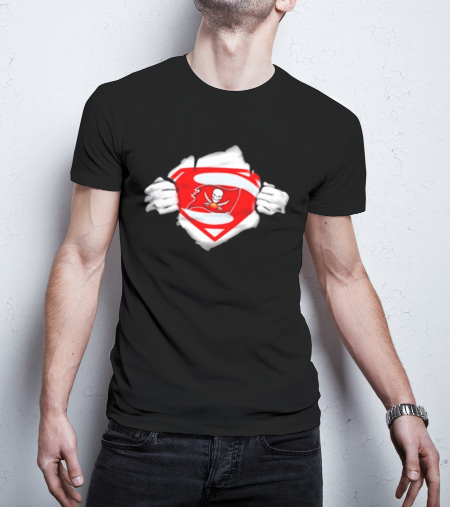 Tampa Bay Buccaneers Superpower Fan Symbol With Skulls Football Superman T-Shirt
