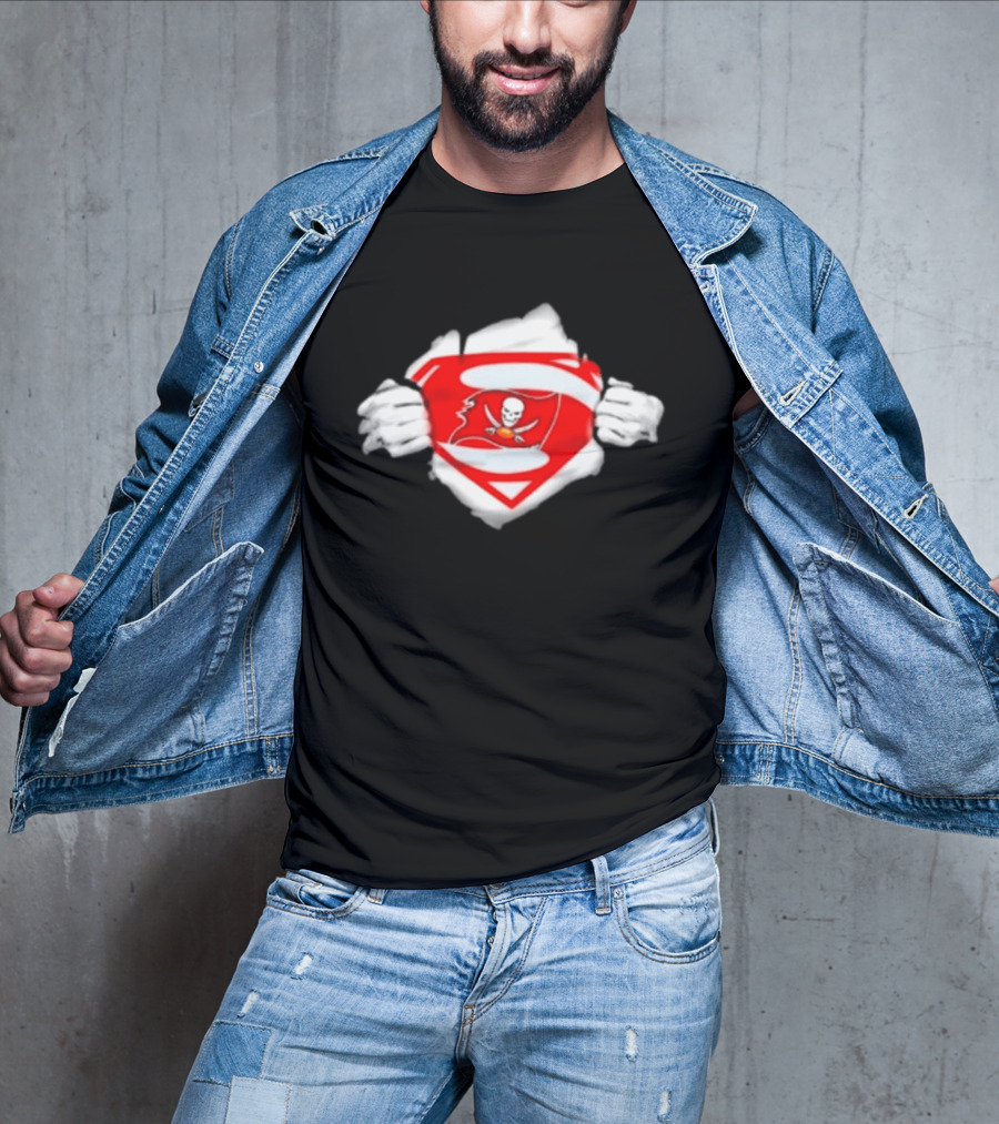 Tampa Bay Buccaneers Superpower Fan Symbol With Skulls Football Superman T-Shirt