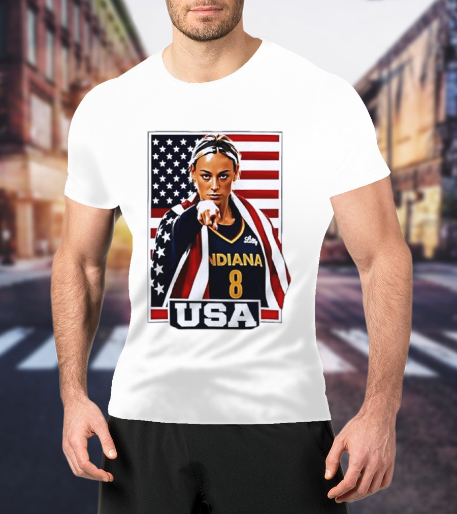 Lexie Hull Indiana Fever 8 USA WNBA Basketball Flag T-Shirt
