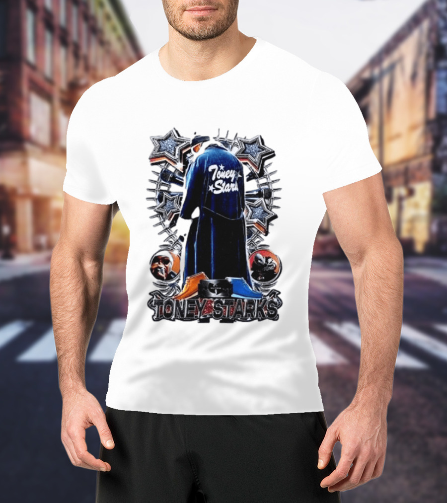 Toney Starks Blue Coat Star Motif Back Cover Art With Big Pun T-Shirt
