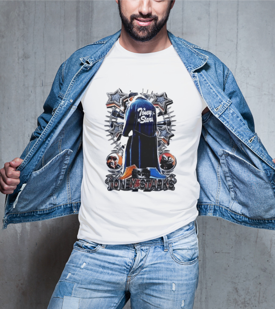 Toney Starks Blue Coat Star Motif Back Cover Art With Big Pun T-Shirt