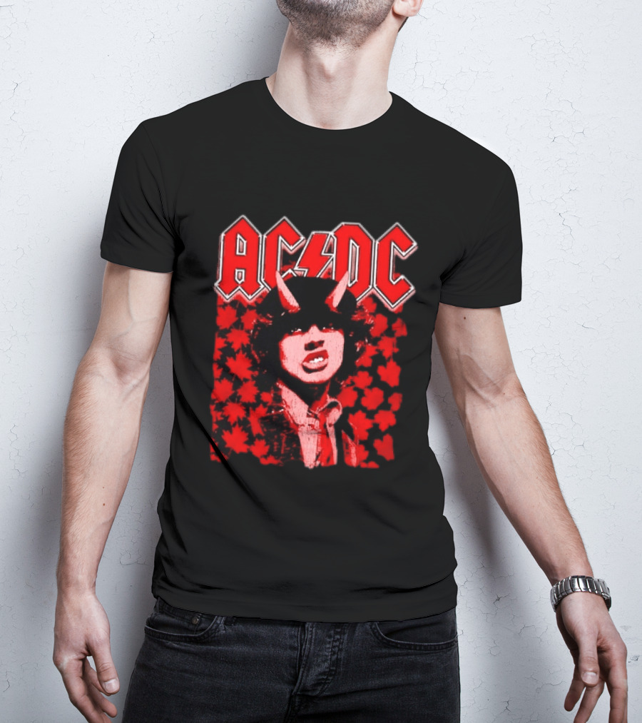 AC DC Pwr Up Canada 2026 Tour Rock Band Maple Leaf T-Shirt