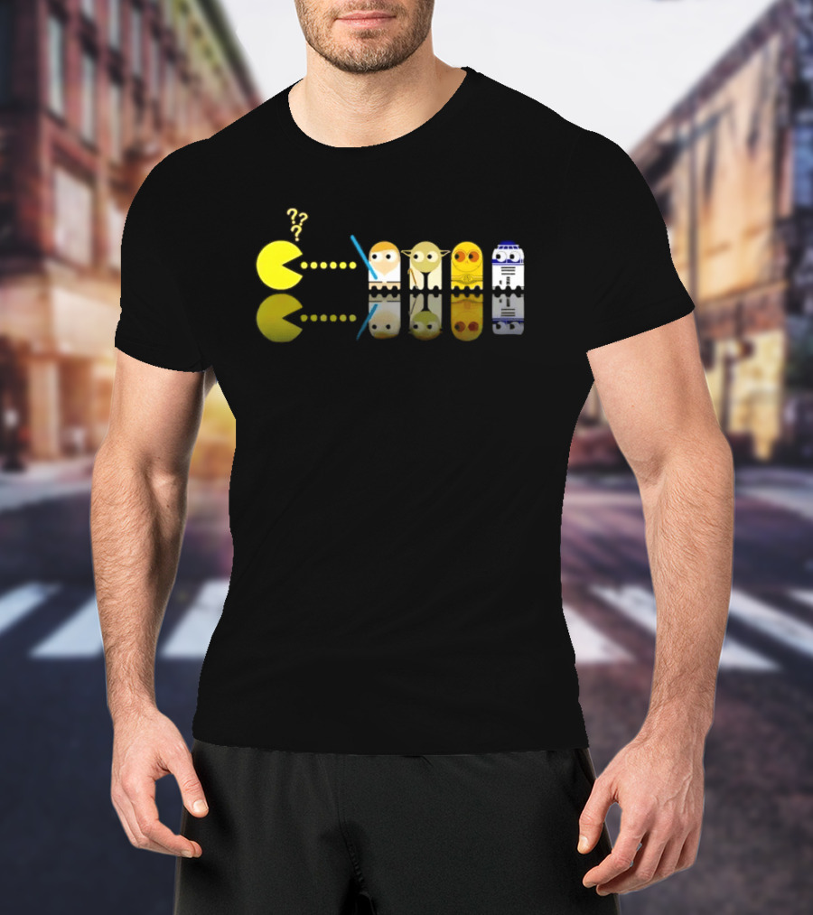 Pac Man Star Wars Crossover Luke Skywalker Yoda R2D2 T-Shirt