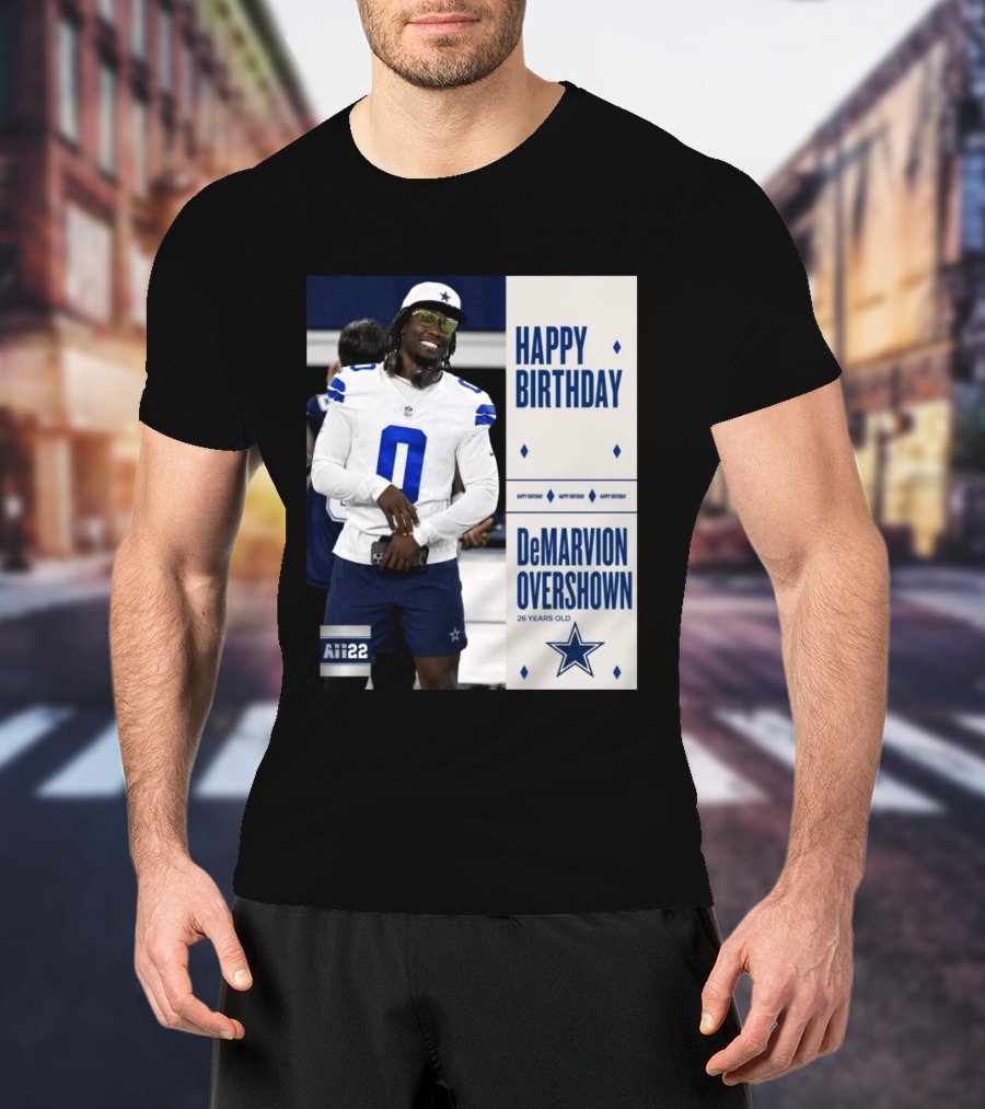 Happy Birthday DeMarvion Overshown 26 Years Old Dallas Cowboys Linebacker Celebration T-Shirt