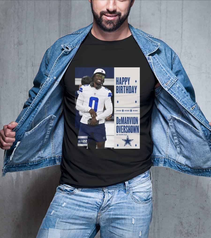 Happy Birthday DeMarvion Overshown 26 Years Old Dallas Cowboys Linebacker Celebration T-Shirt