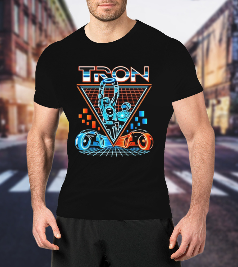 Tron Light Cycle Grid Sci Fi 80s Movie Characters And Iconic Vehicles T-Shirt