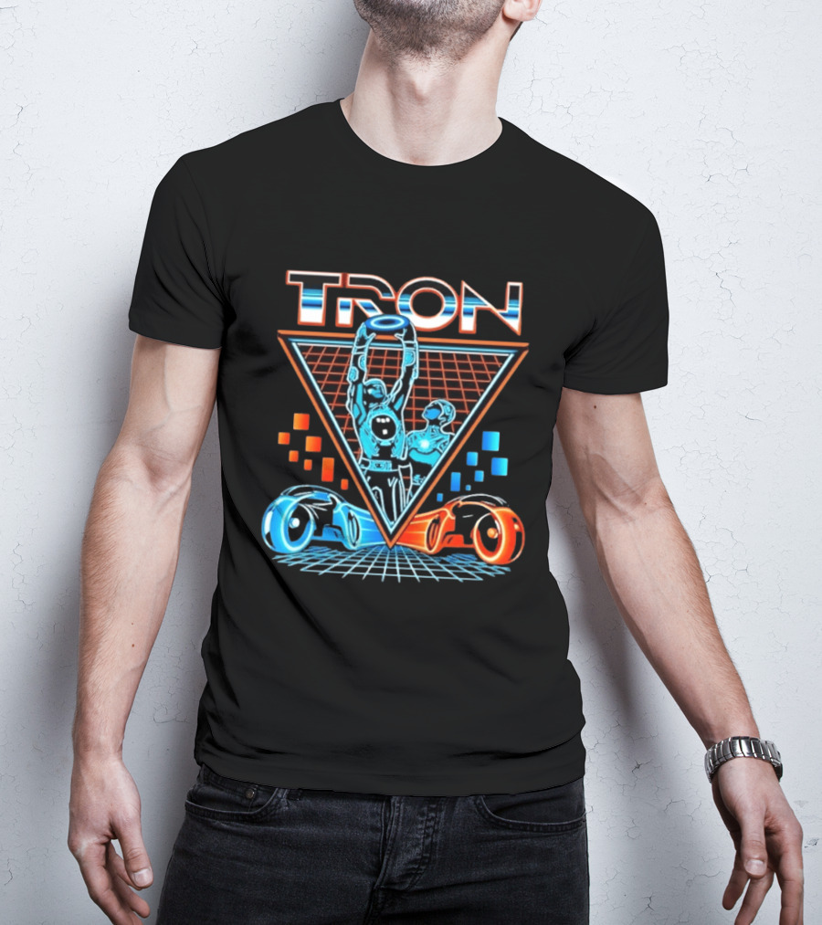 Tron Light Cycle Grid Sci Fi 80s Movie Characters And Iconic Vehicles T-Shirt