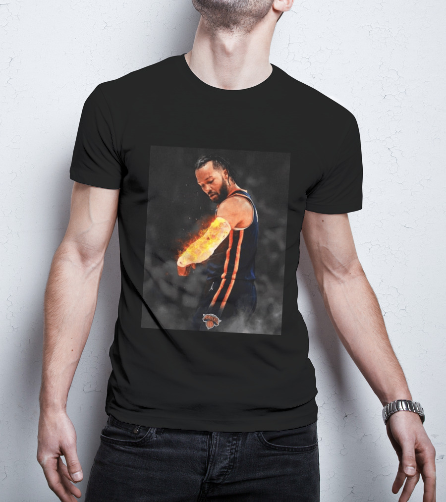 Happy International Lefthanders Day Jalen Brunson Knicks Player Flaming Arm T-Shirt