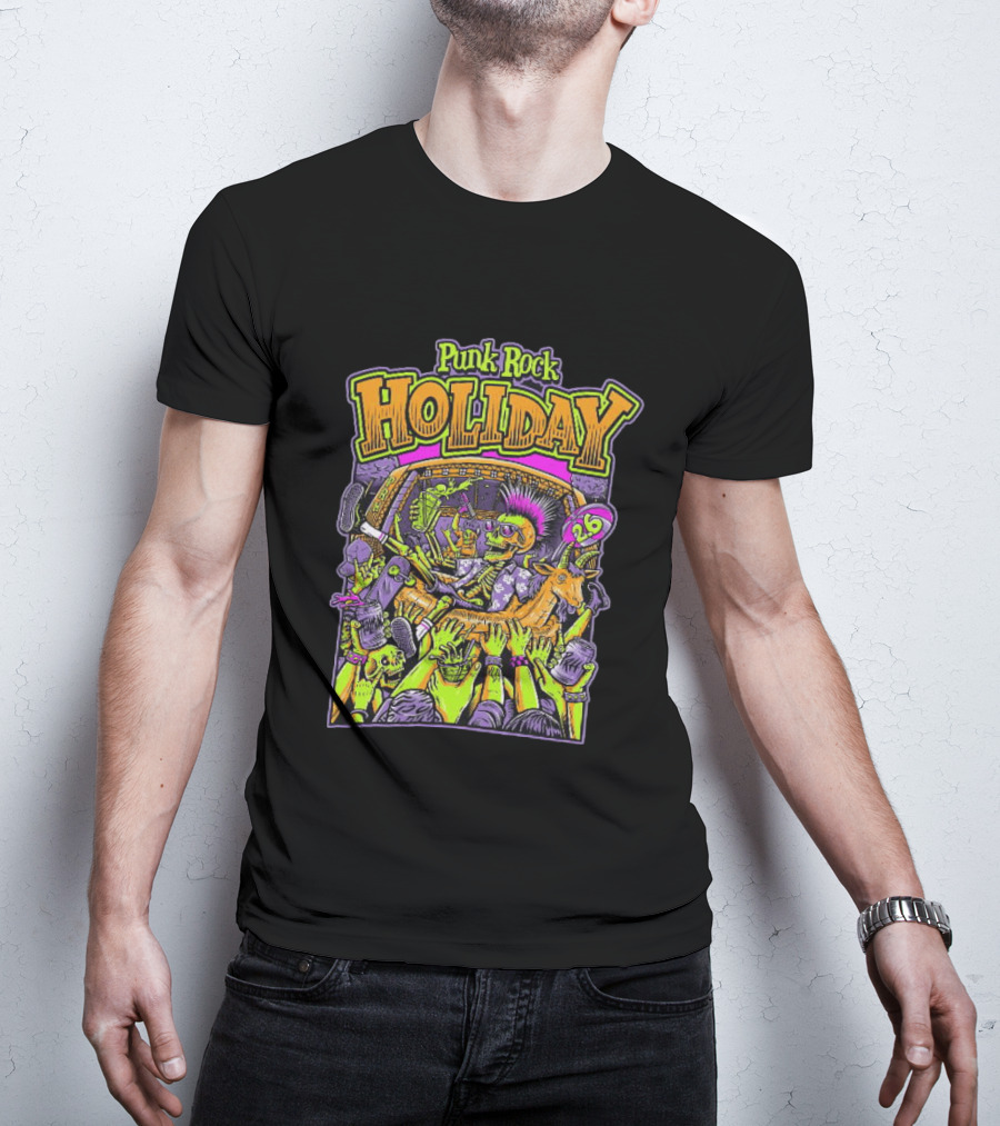 Punk Rock Holiday Skeleton Goat Crowd Surfing Music Festival 26 Summer T-Shirt