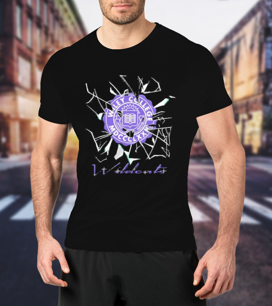 Wiley College Wildcats Seal Shattered Glass MDCCCXLII T-Shirt