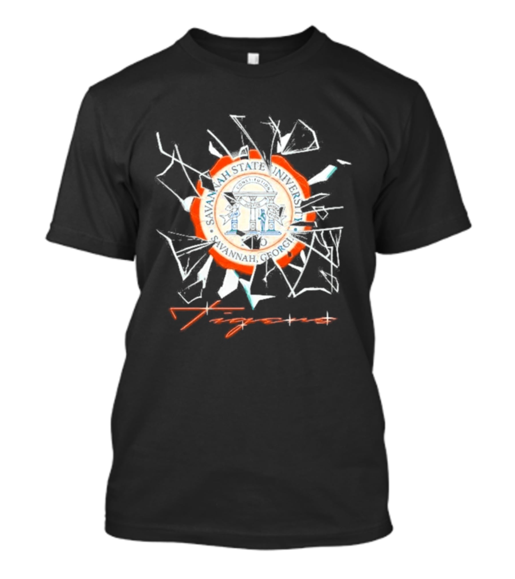 Savannah State University Seal Tigers Shattered Glass T-Shirt