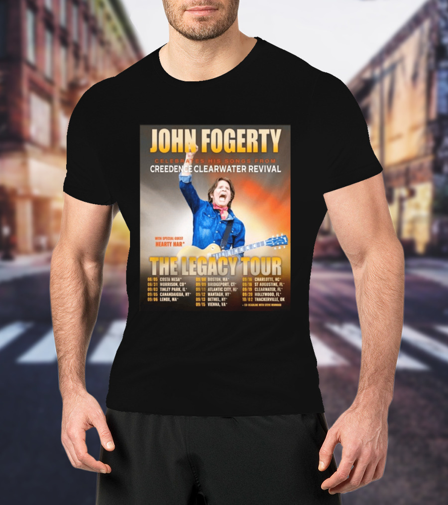 John Fogerty Celebrates His Songs From Creedence Clearwater Revival The Legacy Tour With Hearty Har Dates And Locations T-Shirt