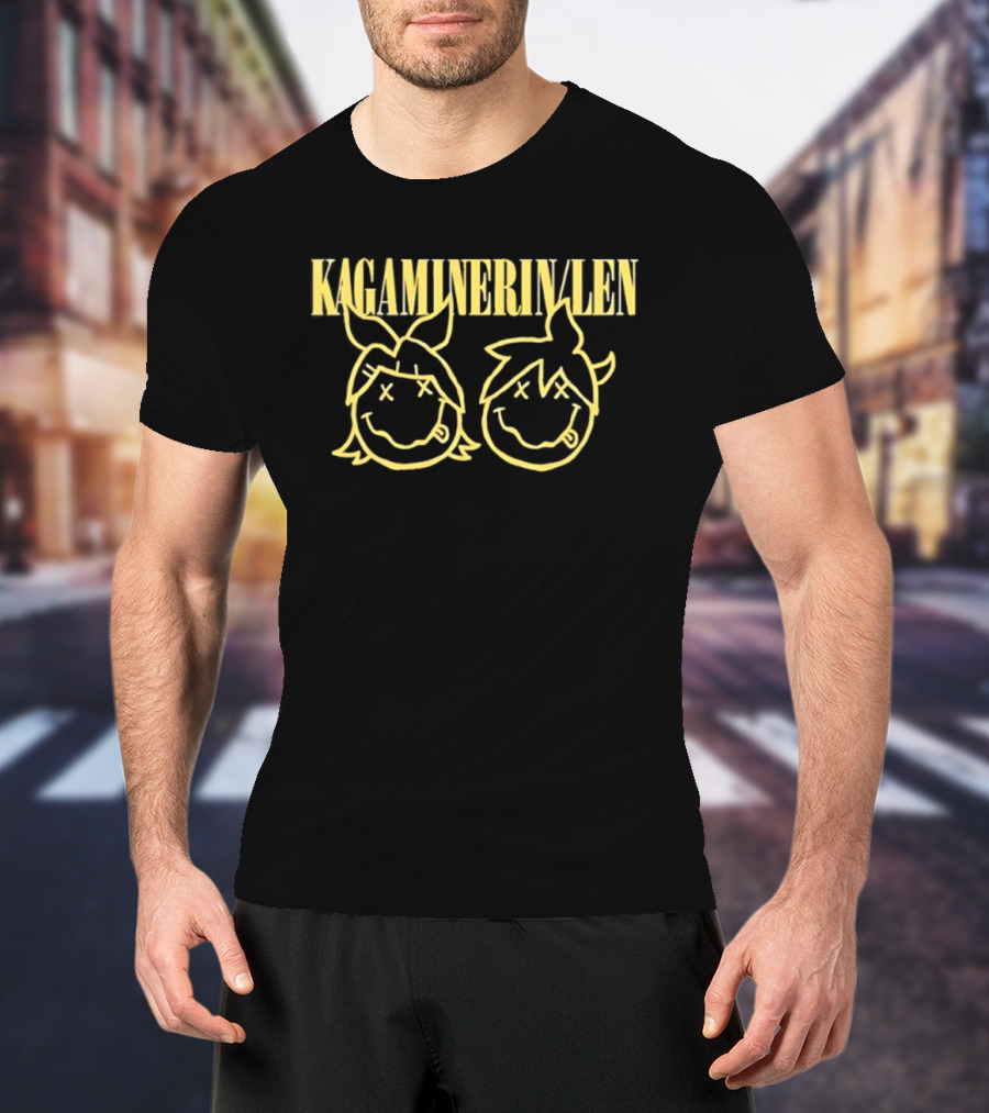 Kagamine Rin Len Smiley Face Vocaloid Icons Yellow T-Shirt