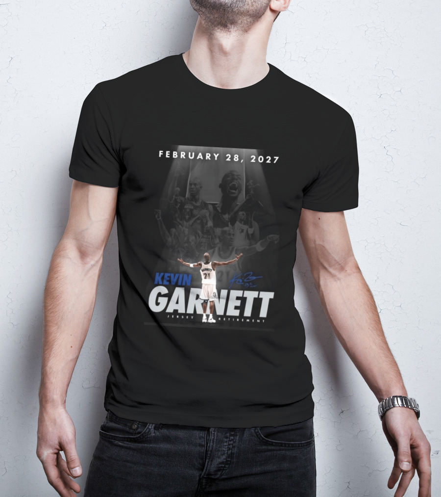 Kevin Garnett February 28 2027 Jersey Retirement T-Shirt