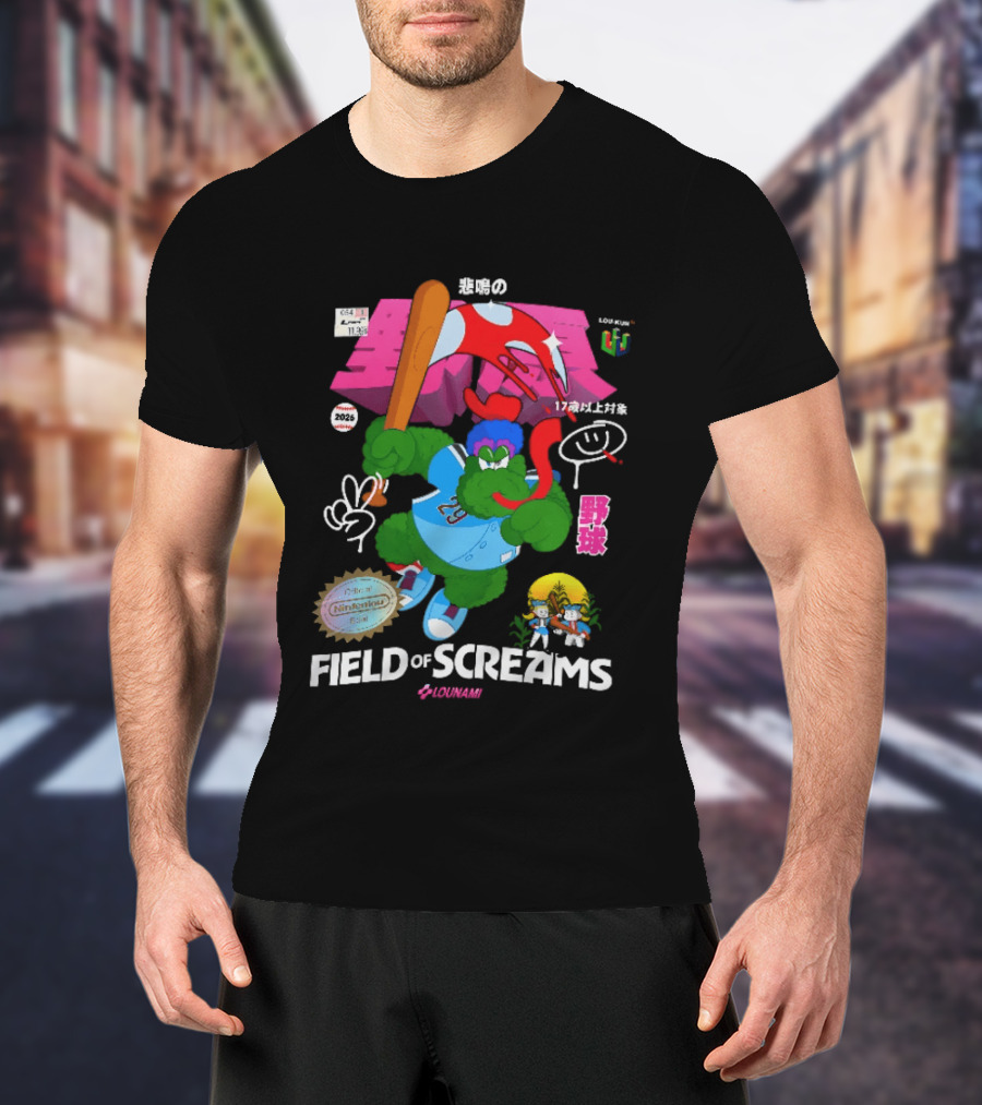 Field Of Screams Baseball 2026 Nintenlou Seal Lounami 17 T-Shirt