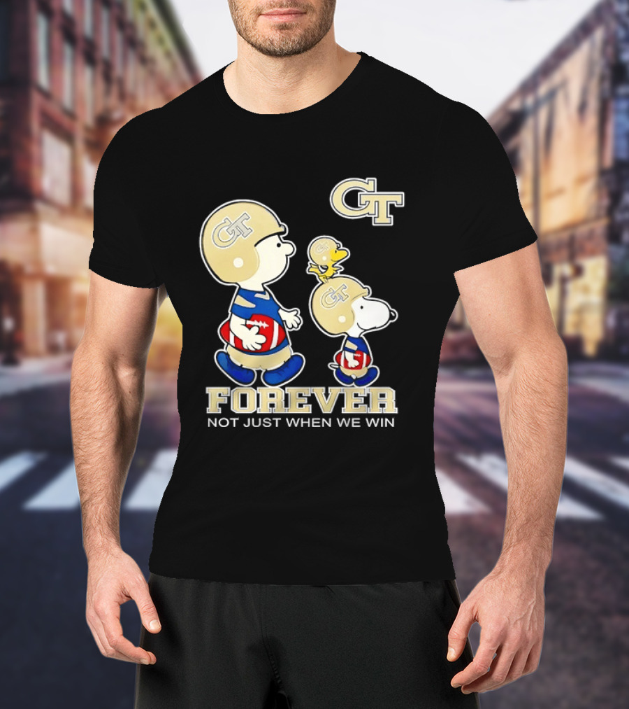 Snoopy Woodstock Charlie Brown Georgia Tech Yellow Jackets Forever Not Just When We Win T-Shirt