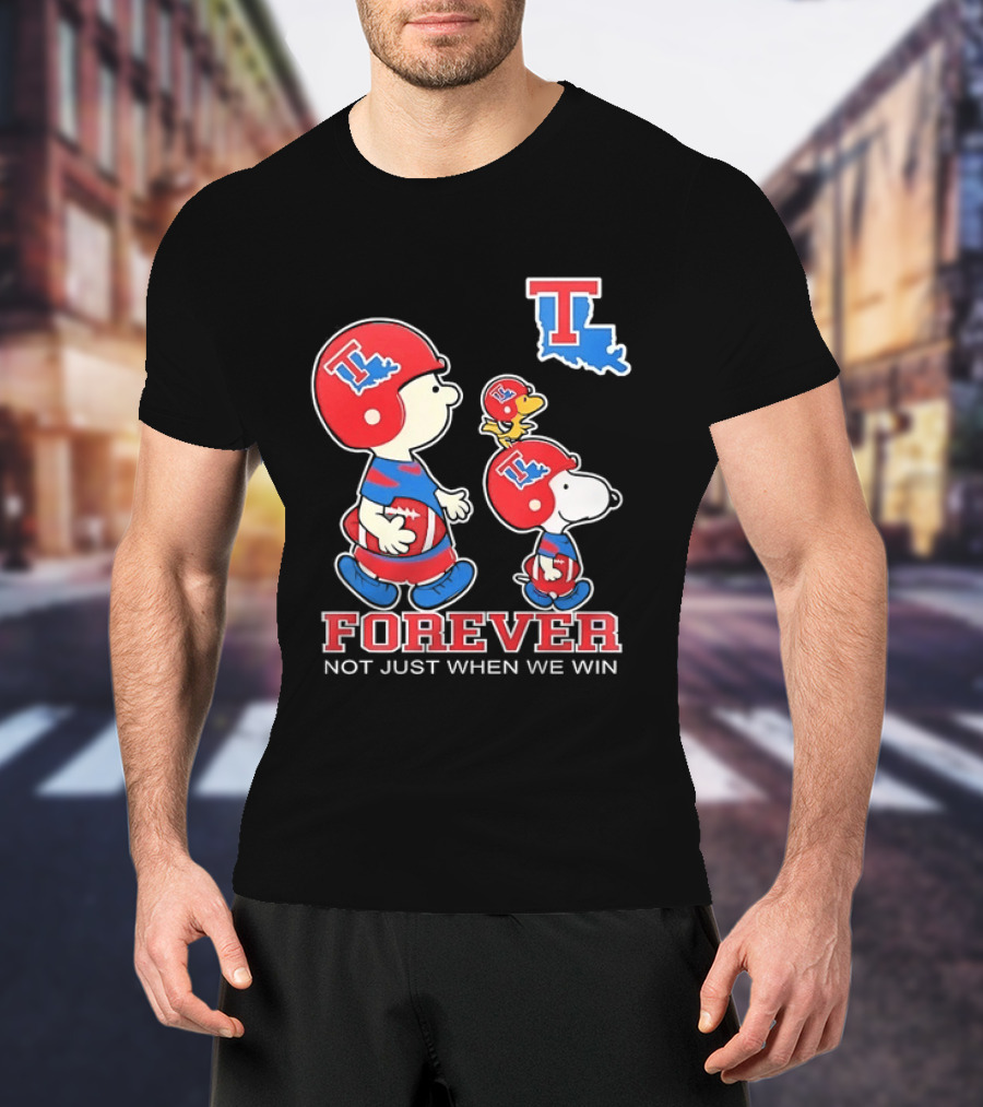 Charlie Brown Snoopy Woodstock Louisiana Tech Bulldogs Forever Not Just When We Win T-Shirt
