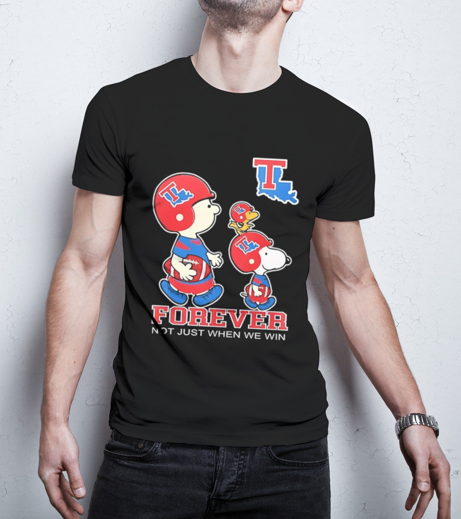 Charlie Brown Snoopy Woodstock Louisiana Tech Bulldogs Forever Not Just When We Win T-Shirt