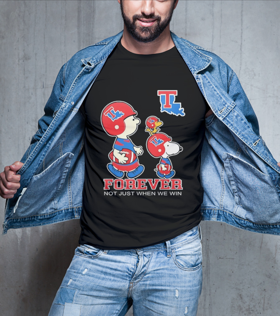 Charlie Brown Snoopy Woodstock Louisiana Tech Bulldogs Forever Not Just When We Win T-Shirt