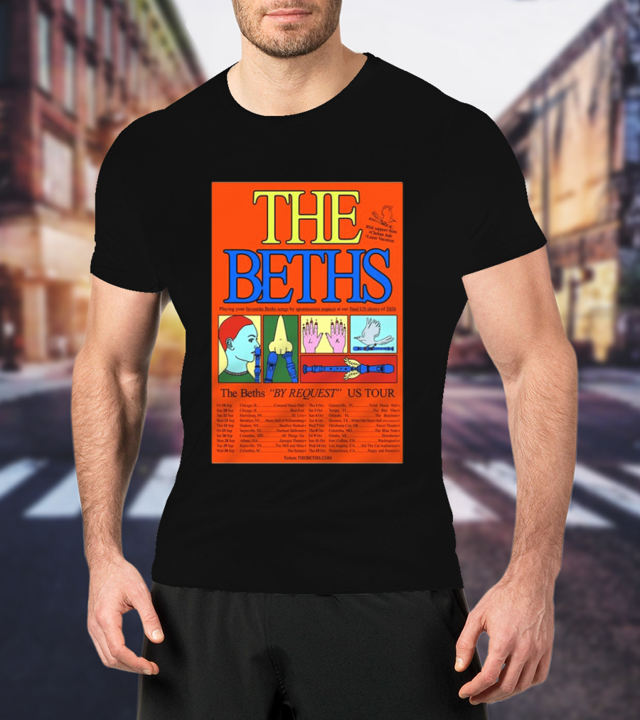 The Beths By Request US Tour 2026 Final Shows With Hands And Musical Notes T-Shirt