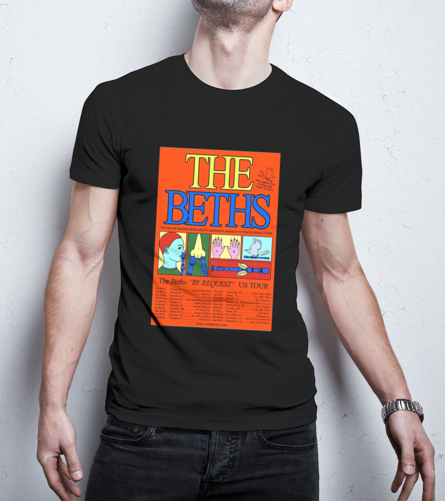 The Beths By Request US Tour 2026 Final Shows With Hands And Musical Notes T-Shirt