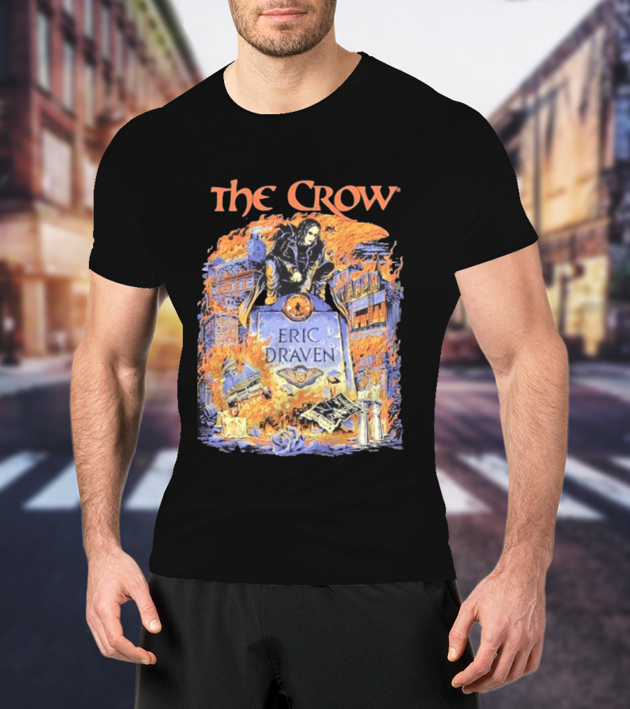 The Crow Eric Draven Devil's Night Trash City Buildings Flames T-Shirt
