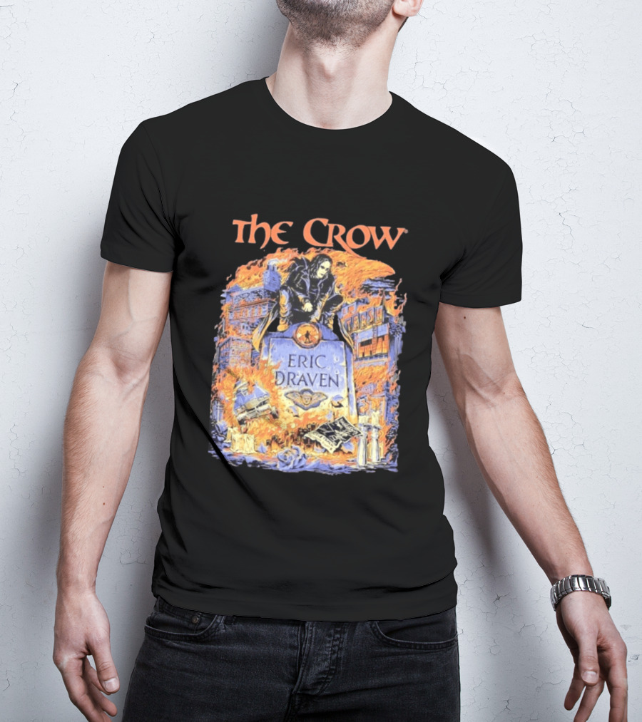 The Crow Eric Draven Devil's Night Trash City Buildings Flames T-Shirt