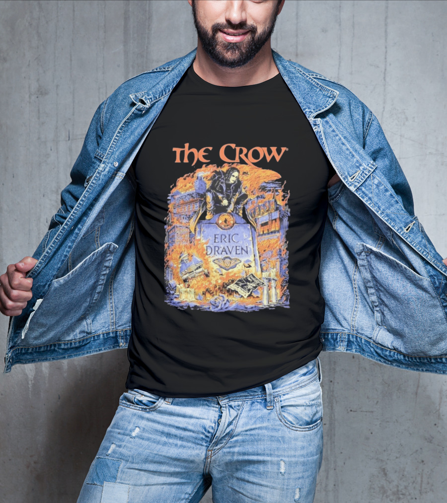 The Crow Eric Draven Devil's Night Trash City Buildings Flames T-Shirt