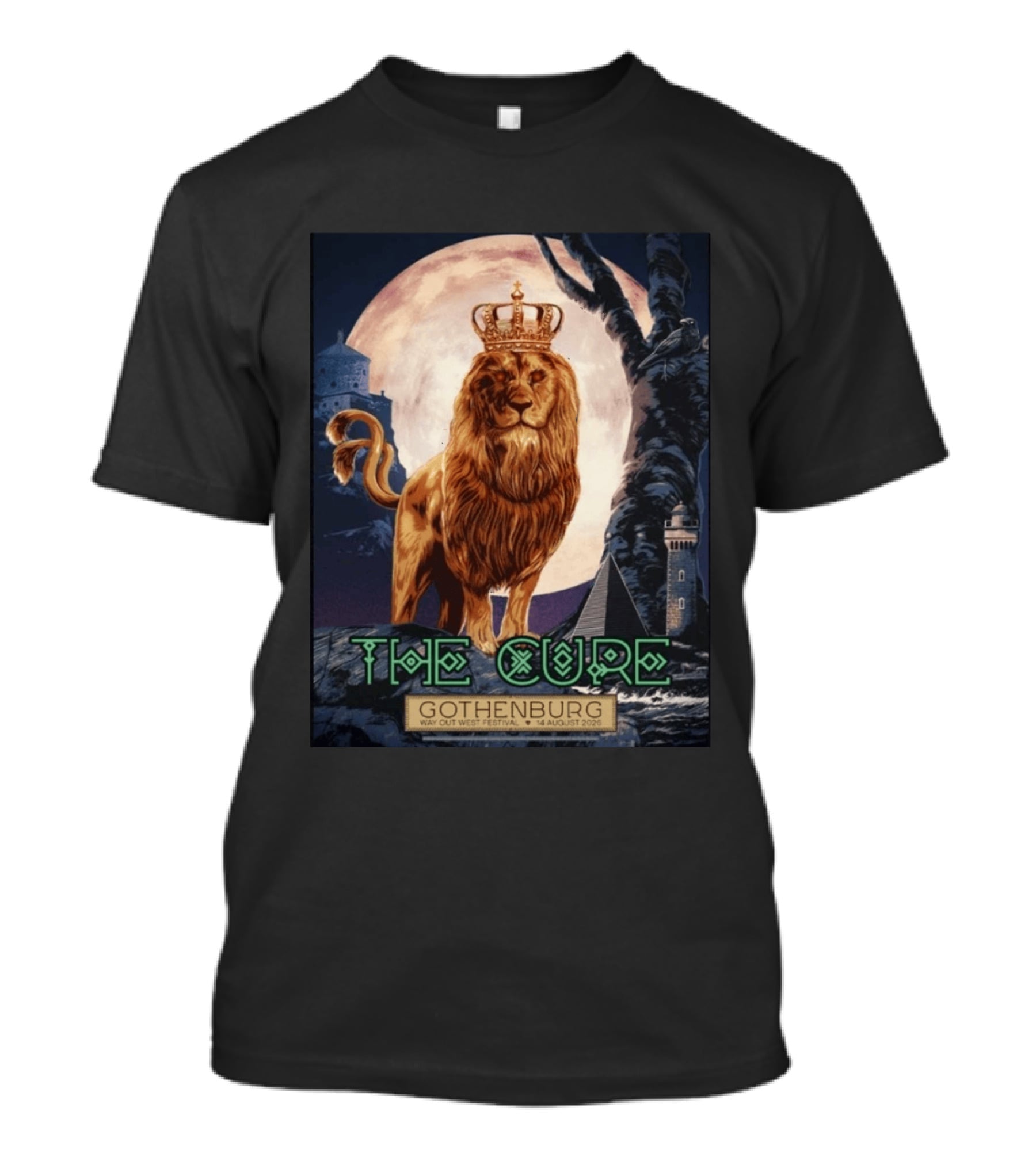 The Cure Gothenburg Way Out West Festival August 14 2026 Limited Edition Lion Crown Full Moon T-Shirt