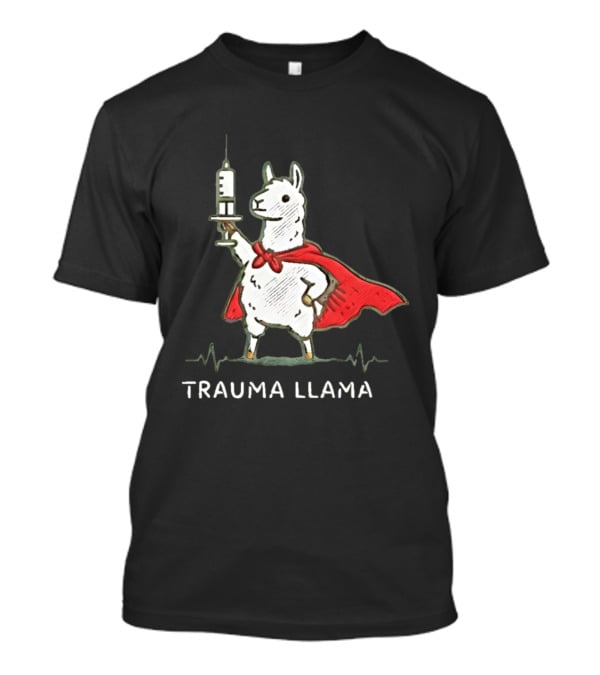 Trauma Llama Nurse Superhero Holding Syringe T-Shirt