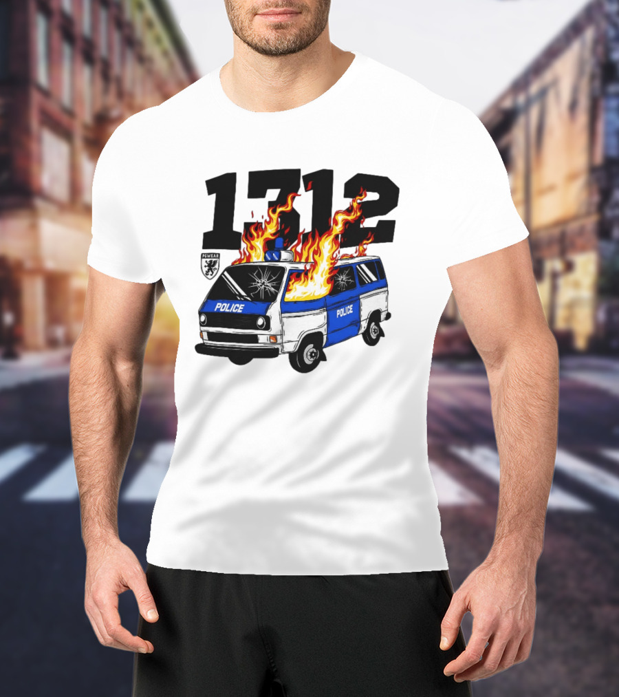 1312 Burning Police Van PGwear Anti Police T-Shirt