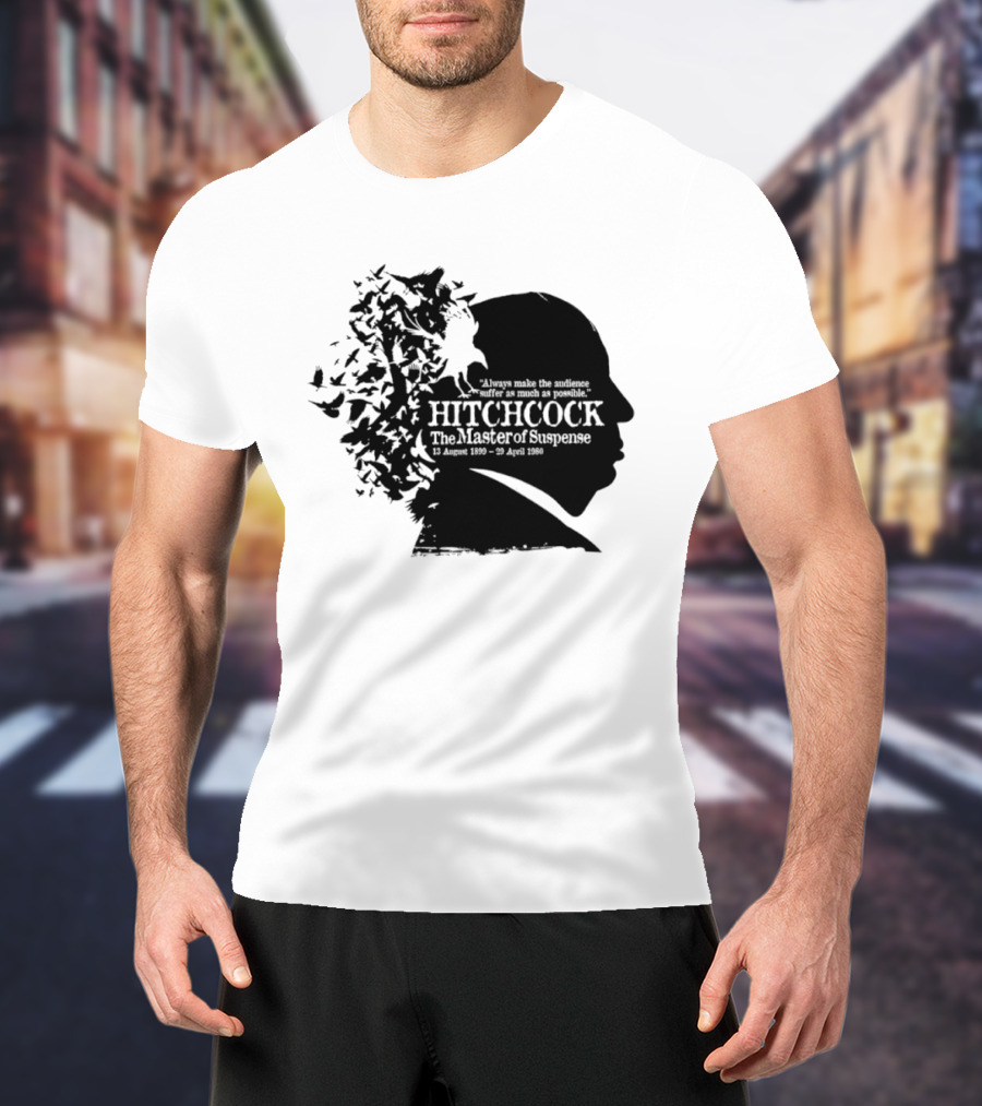 Alfred Hitchcock The Master Of Suspense Silhouette Birds 1899 1980 T-Shirt