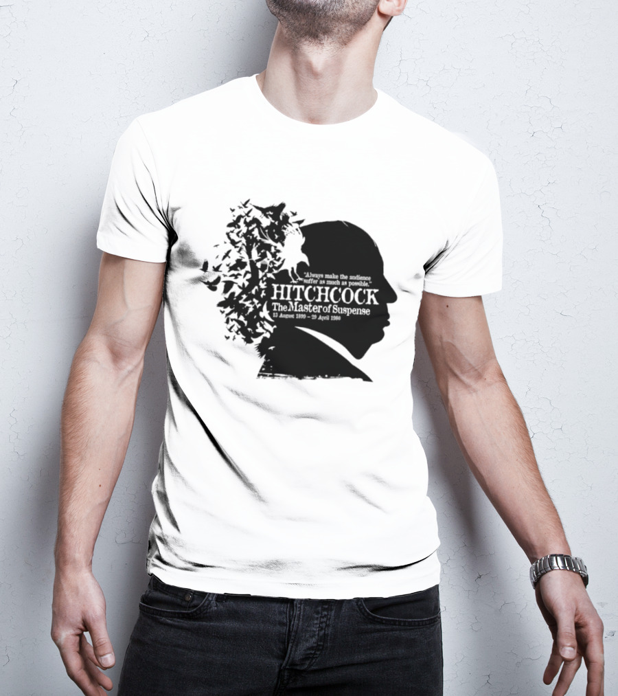 Alfred Hitchcock The Master Of Suspense Silhouette Birds 1899 1980 T-Shirt