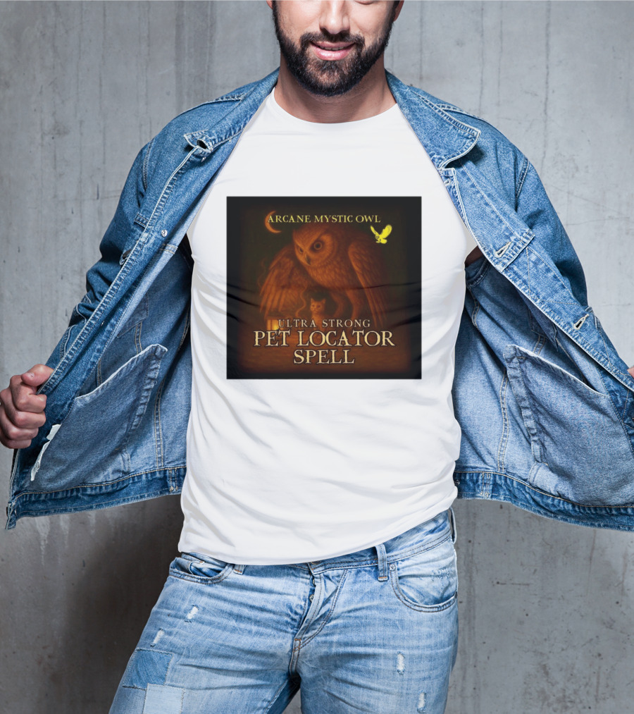 Arcane Mystic Owl Ultra Strong Pet Locator Spell Moonlit Guardian T-Shirt