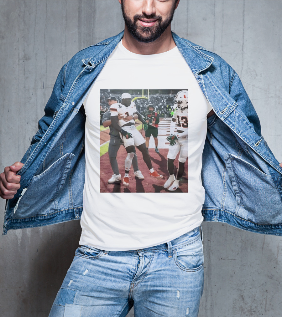 Miami Hurricanes Football Players Number 1 And 13 Celebration On Field T-Shirt