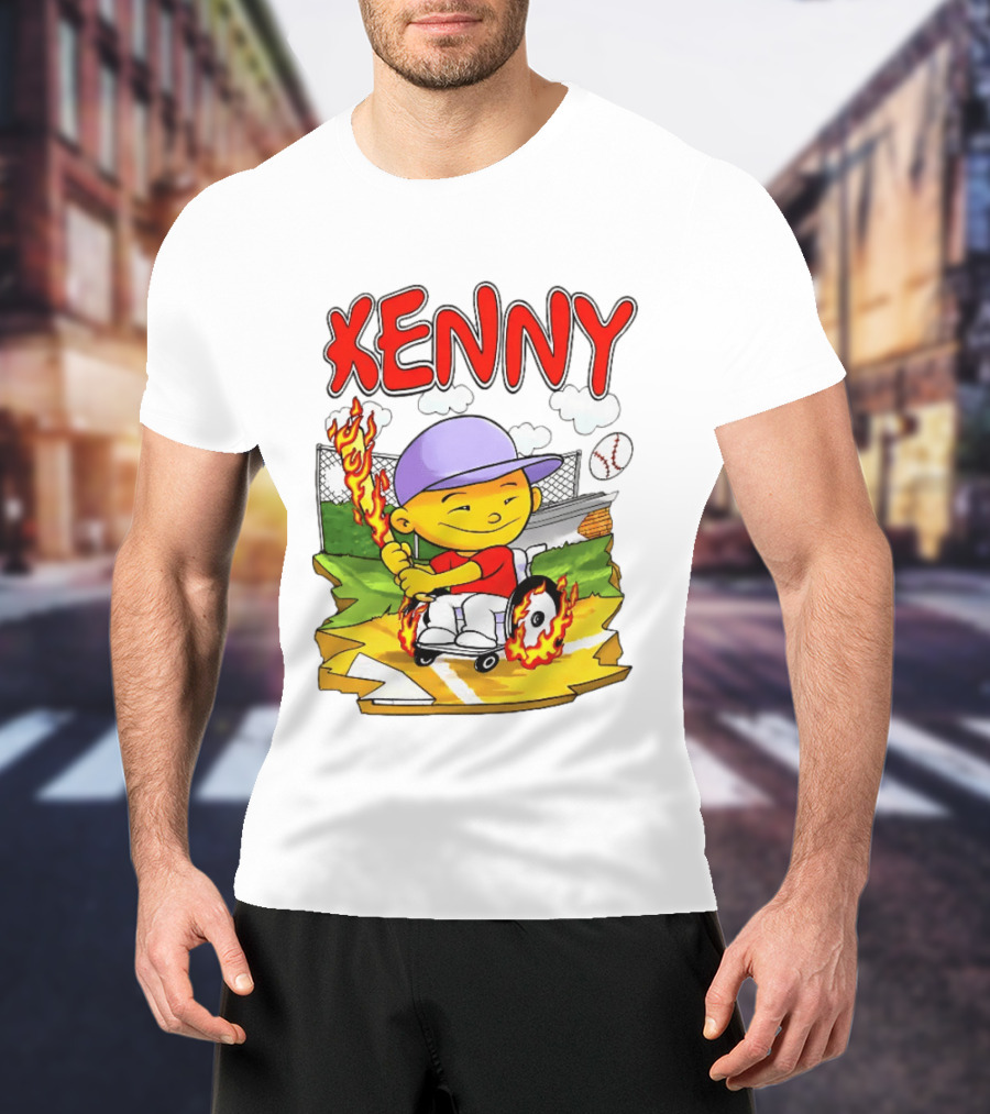 Kenny Kawaguchi Backyard Baseball Character Wheelchair Flames T-Shirt