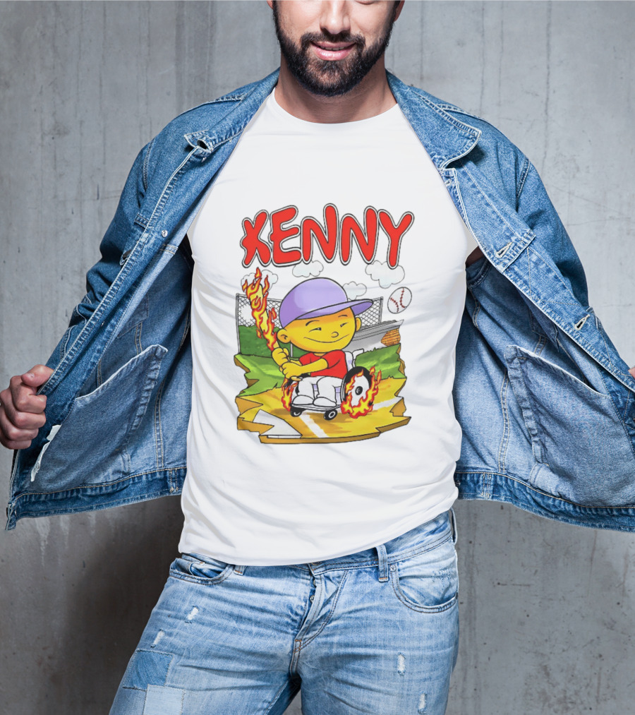 Kenny Kawaguchi Backyard Baseball Character Wheelchair Flames T-Shirt