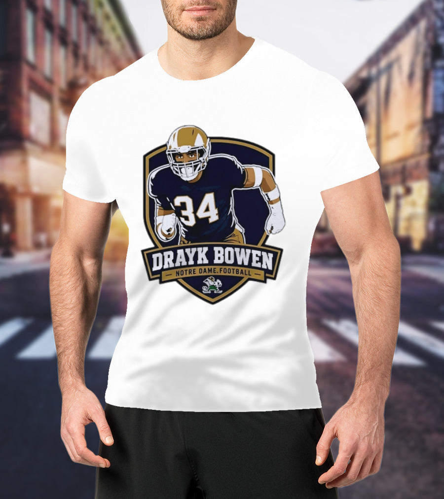 Drayk Bowen Notre Dame Football 34 Fighting Irish NCAA T-Shirt