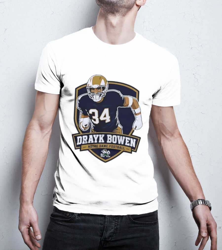 Drayk Bowen Notre Dame Football 34 Fighting Irish NCAA T-Shirt