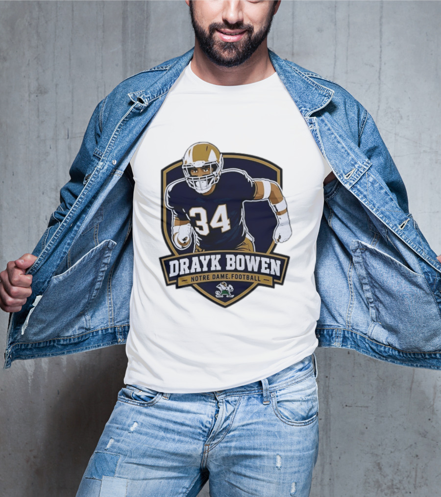 Drayk Bowen Notre Dame Football 34 Fighting Irish NCAA T-Shirt