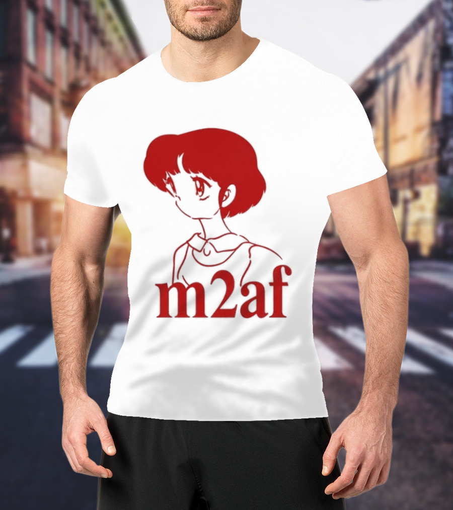 Nick M2af Ranma Anime Profile Red Sketch T-Shirt