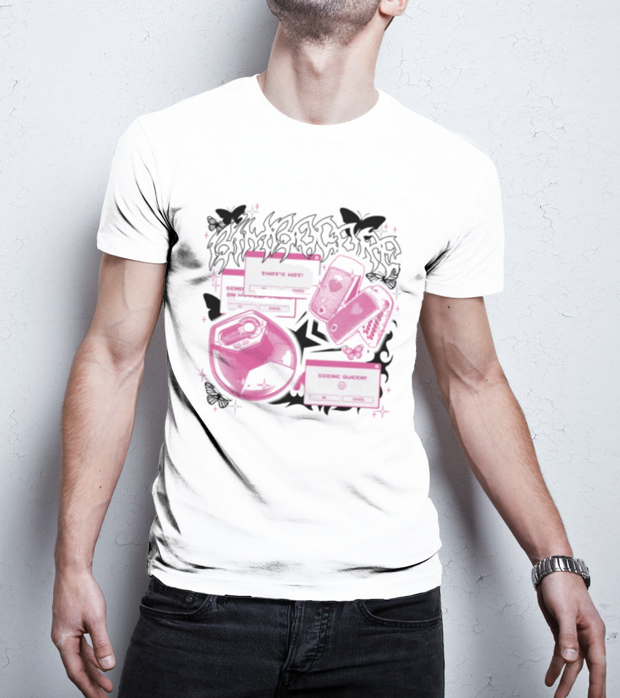Nuclear Blast Store Bimbocore Y2K Scene Queen That's Hot Cancel Pink Butterfly Aesthetic T-Shirt