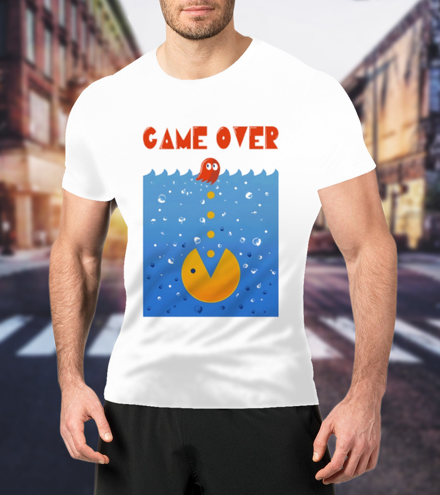 Pac Man Game Over Underwater Ghost Retro Gaming T-Shirt