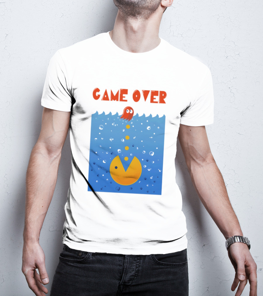 Pac Man Game Over Underwater Ghost Retro Gaming T-Shirt