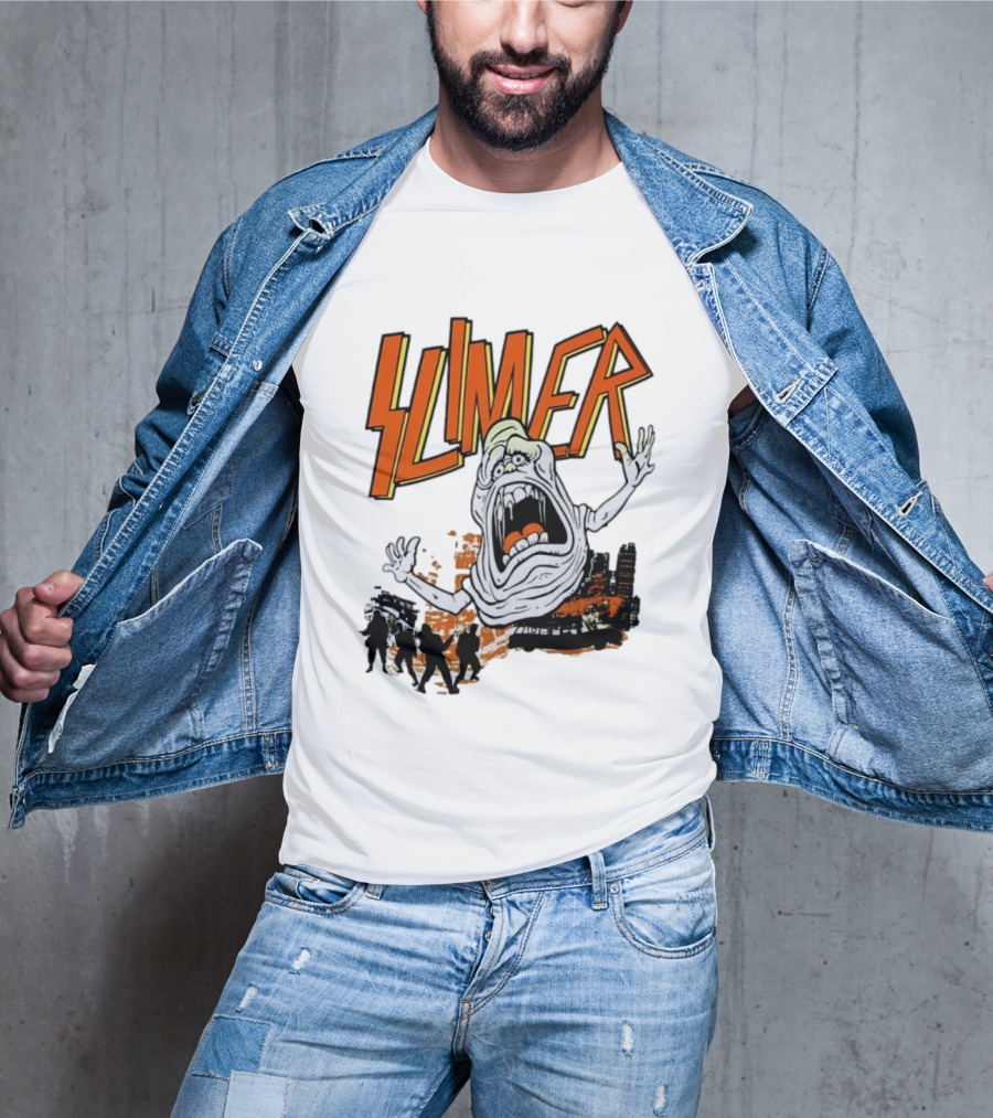 Slimer Ghostbusters 80s Movie Iconic Character Silhouette Scene T-Shirt